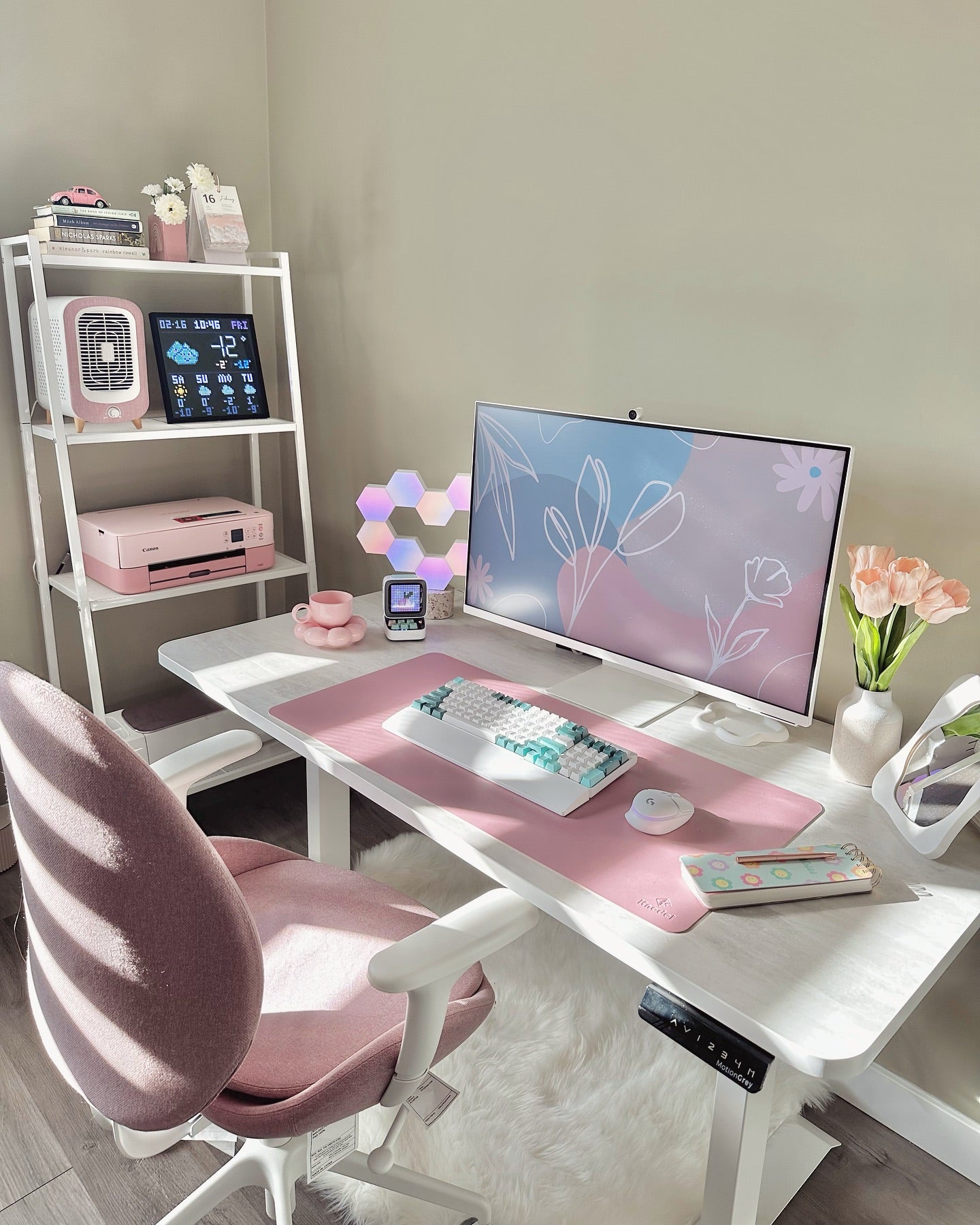 RK RK96 RGB 90% 96 Keys Wireless Hot Swappable Mechanical Keyboard in a pink vibe setup