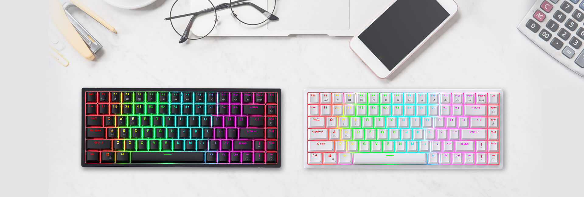 RK84 75% RGB Mechanical Gaming Keyboard White Black