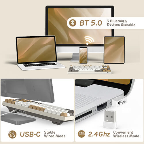 RK ROYAL KLUDGE RK84 RGB Limited Ed, 75% Triple Mode BT5.0/2.4G/USB-C Hot Swappable Mechanical Keyboard