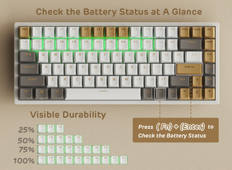 84 Keys Wireless Bluetooth Gaming Keyboard with High-capacity Battery