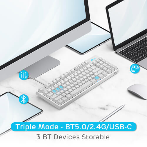 RK ROYAL KLUDGE RK89 85% Triple Mode BT5.0/2.4G/USB-C Hot Swappable Mechanical Keyboard