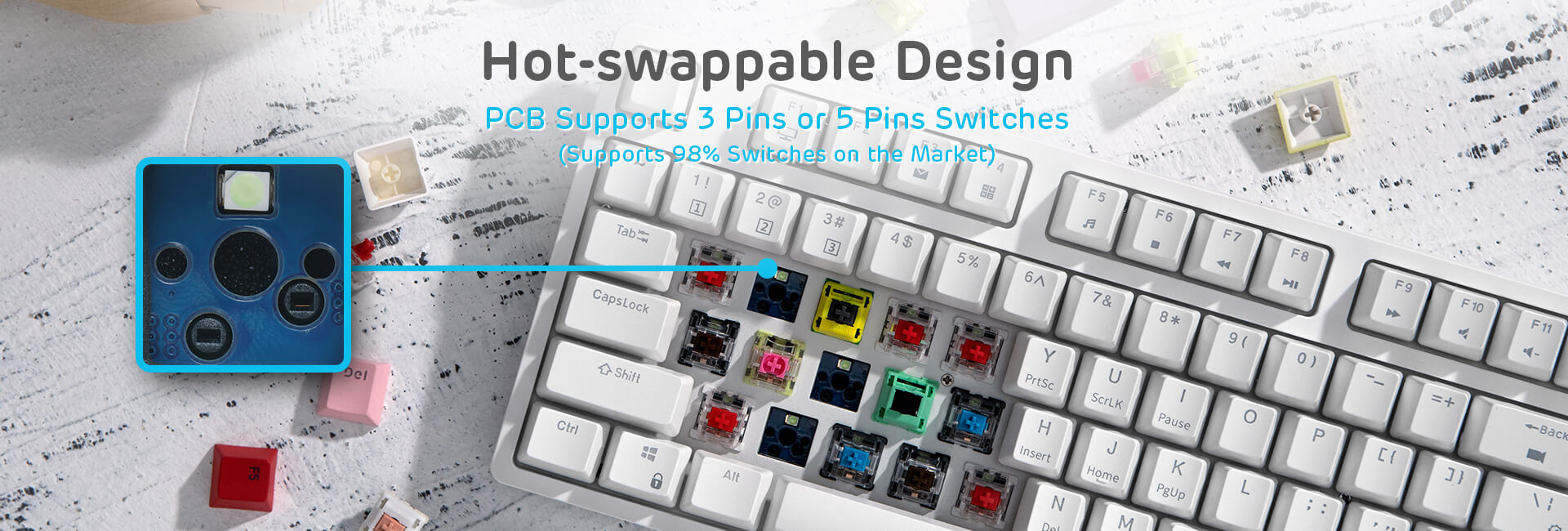 RK ROYAL KLUDGE RK89 85% Triple Mode BT5.0/2.4G/USB-C Hot Swappable Mechanical Keyboard, 89 Keys Compact Mechanical Keyboard with hot swappable design