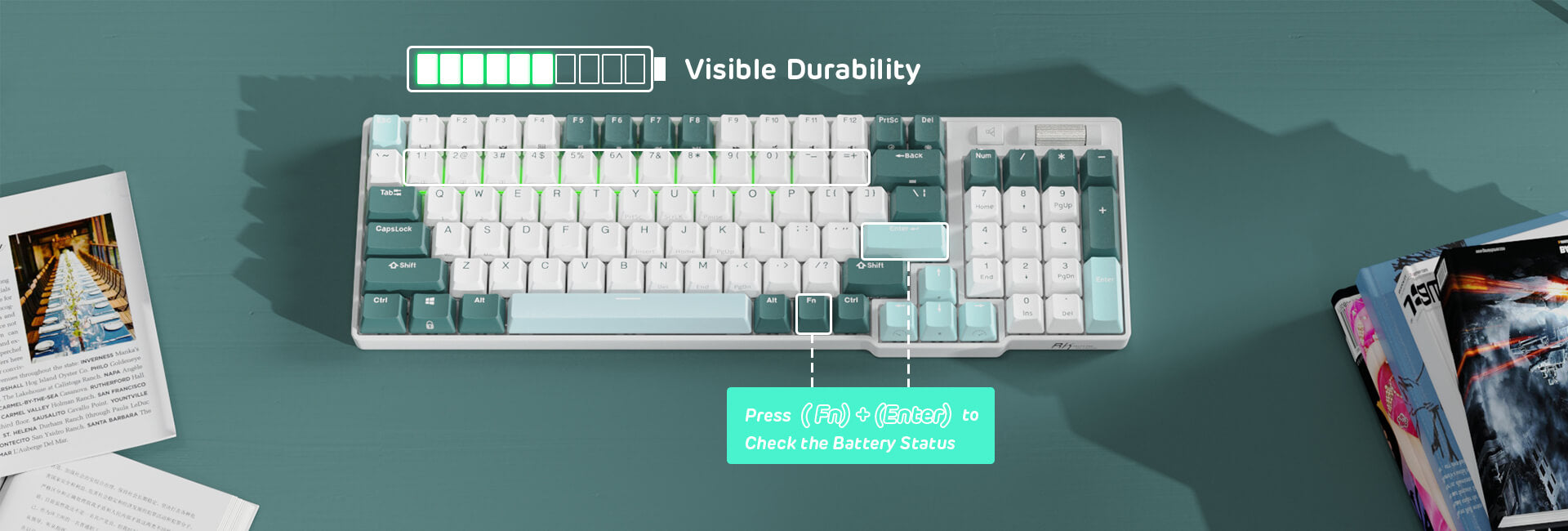 hot swappable keyboard with visible durability