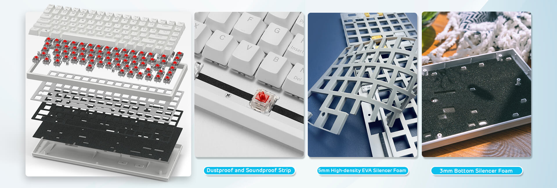 RK ROYAL KLUDGE RK84 Wireless Blue Backlit 75% Hot Swappable Mechanical Keyboard