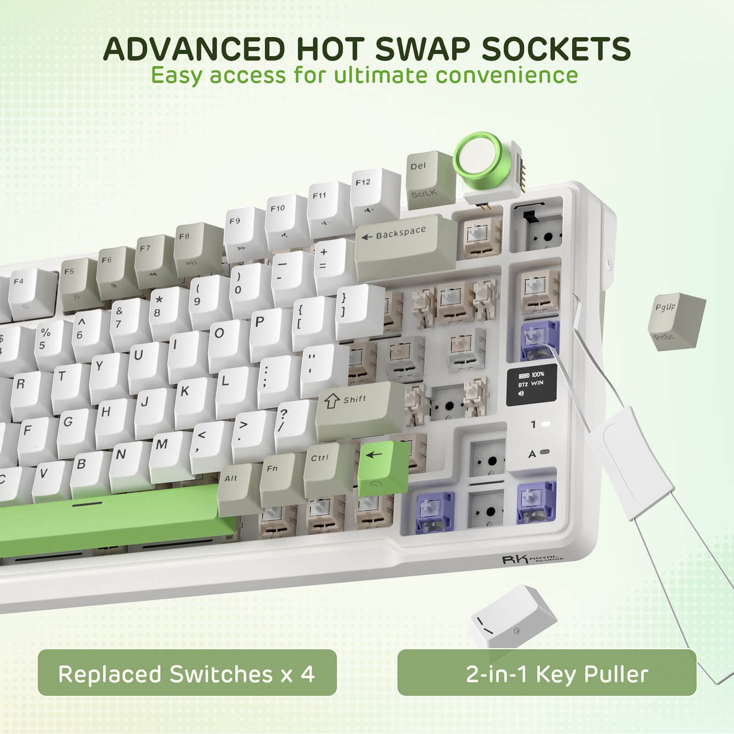RK ROYAL KLUDGE L98 Wireless Mechanical Keyboard w/ Left-handed Southpaw Design Numpad & Hot Swappable Knob, Tri-Mode 95% Keyboard BT/2.4G/USB-C, Pro Software, Gasket Mount, Massive 8000mAh Battery