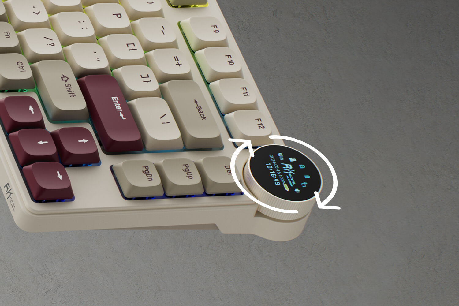 N80 75% top mount Low Profile RGB Mechanical Keyboard with intuitive multifunction knob for volume, connection modes, and RGB settings
