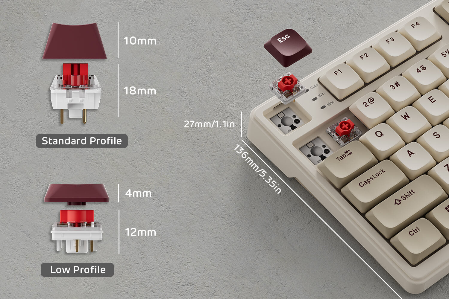 N80 Low Profile RGB Mechanical Keyboard featuring custom low-profile switches for shorter actuation distance and faster response time