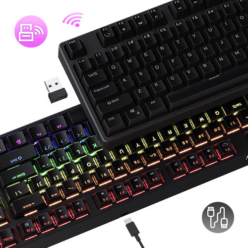 87 Keys No Numpad Tenkeyless Compact 2.4G Wireless Keyboard with Tactile Brown Switches (Open-box)