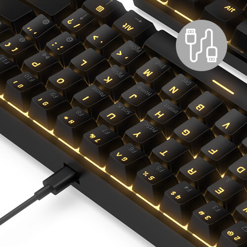 RK61 60% Dual Mode Wireless Mechanical Gaming Keyboard, Black with Detachable Type-C Cable 