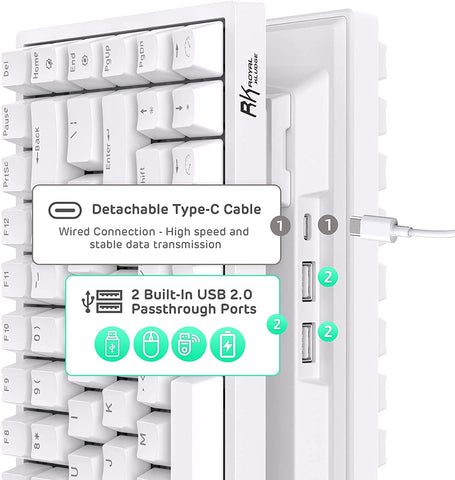 RK ROYAL KLUDGE RK84 80% RGB Triple Mode BT5.0/2.4G/Wired Hot-Swappable Mechanical Keyboard, 84 Keys Wireless Bluetooth Gaming Keyboard