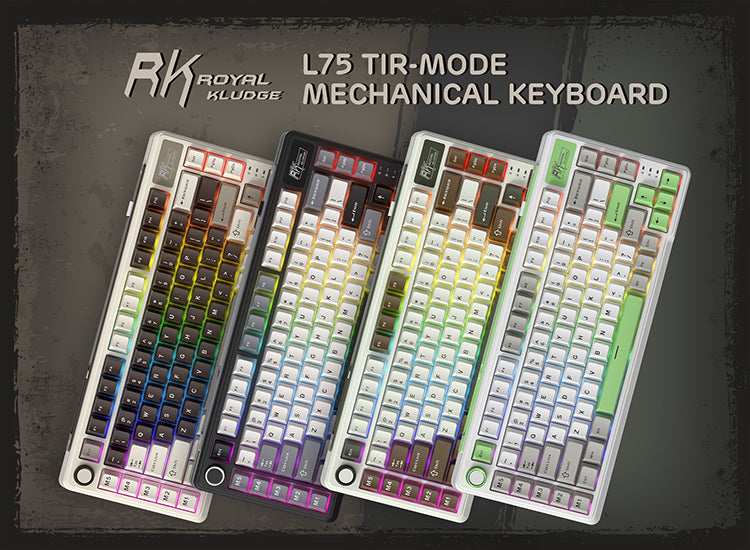 RK ROYAL KLUDGE L75 Gasket Mount Mechanical Keyboard w/Knob /Macro Keys & Touchable Nameplate, Tri-Mode 75% TKL Wireless Keyboard BT/2.4G/USB-C, Hot Swappable, Pro Software, Massive 8000mAh Battery