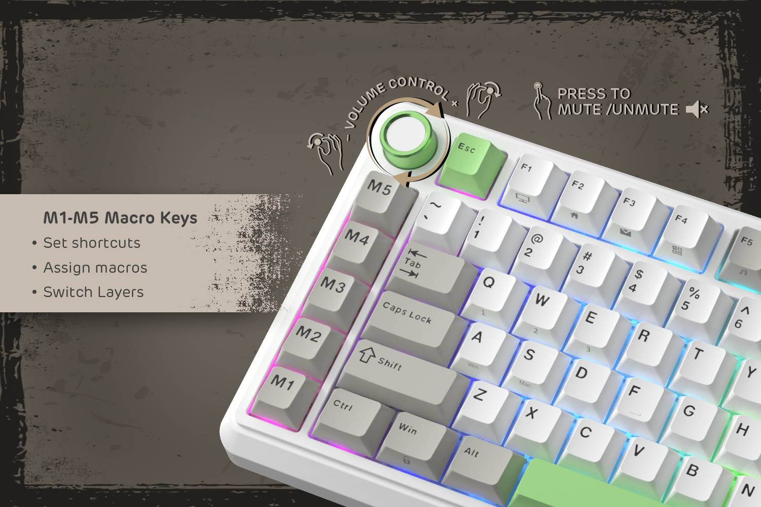 L75 with five customizable M1-M5 macro keys