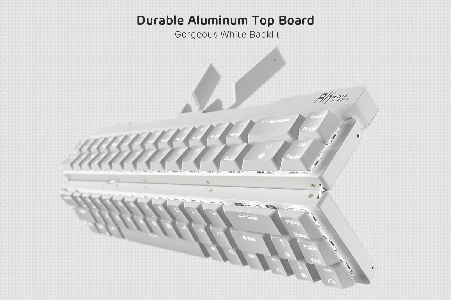 RK ROYAL KLUDGE F68 60% Foldable Low Profile Mechanical Keyboard, Wireless Mechanical Keyboard with Aluminum Body