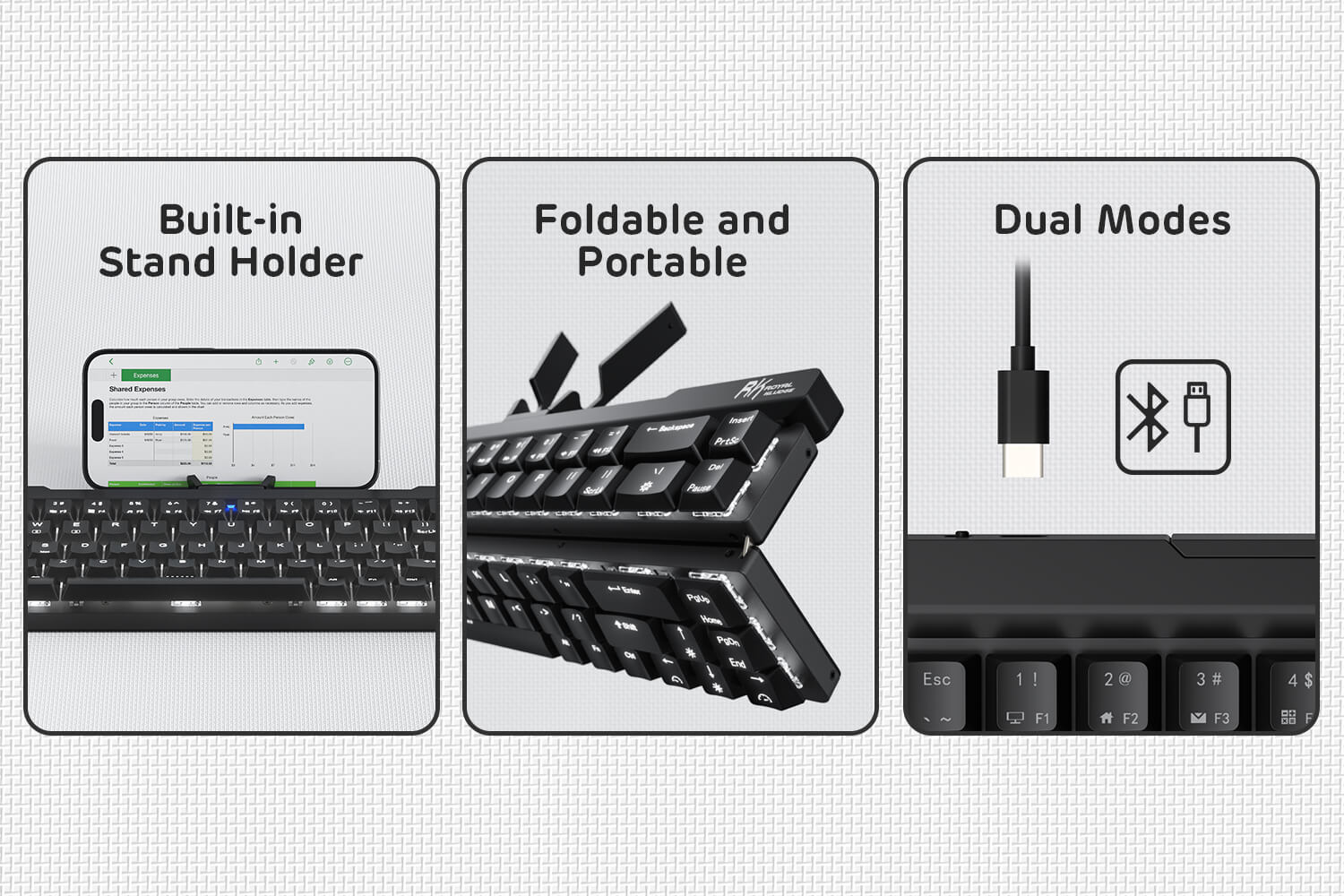 RK ROYAL KLUDGE F68 60% Foldable Low Profile Mechanical Keyboard, Wireless Mechanical Keyboard with Wireless/Wired Mode, Connects with up to 3 devices via Bluetooth 5.0 Mode