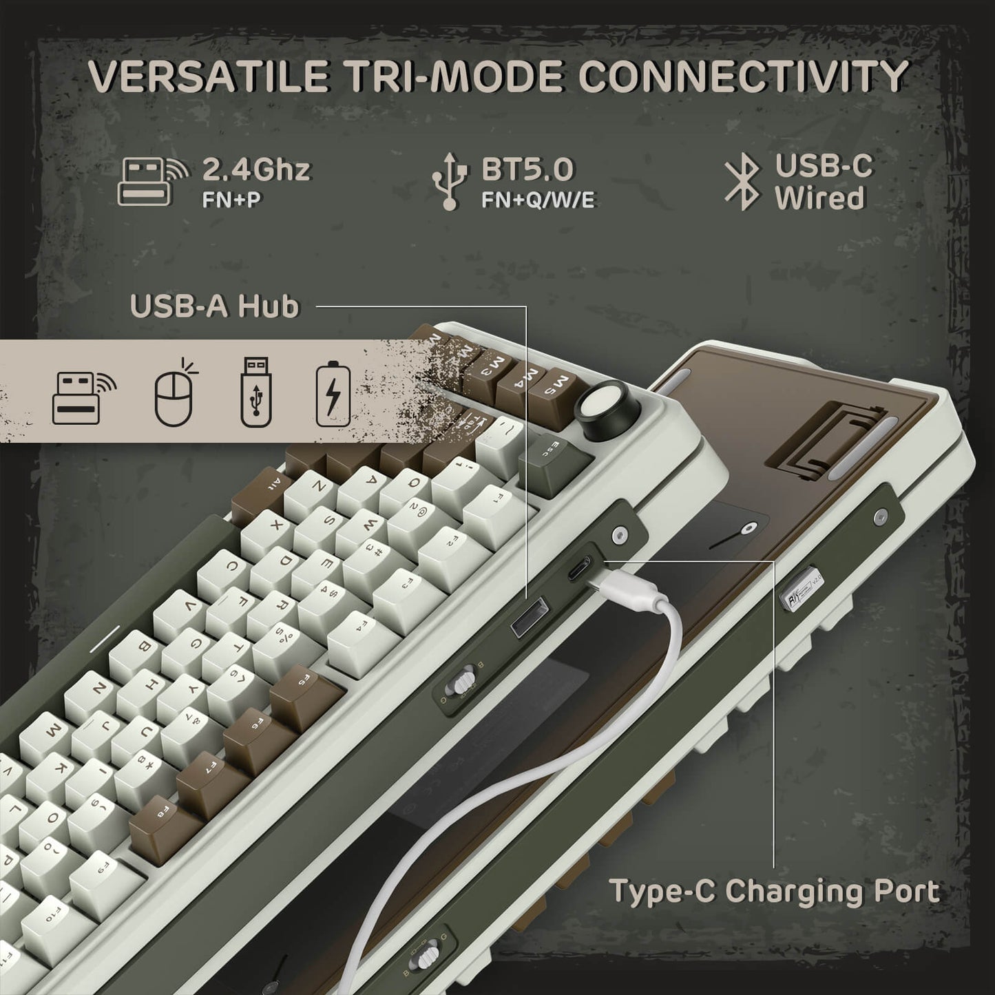 RK ROYAL KLUDGE L75 Gasket Mount Mechanical Keyboard w/Knob /Macro Keys & Touchable Nameplate, Tri-Mode 75% TKL Wireless Keyboard BT/2.4G/USB-C, Hot Swappable, Pro Software, Massive 8000mAh Battery
