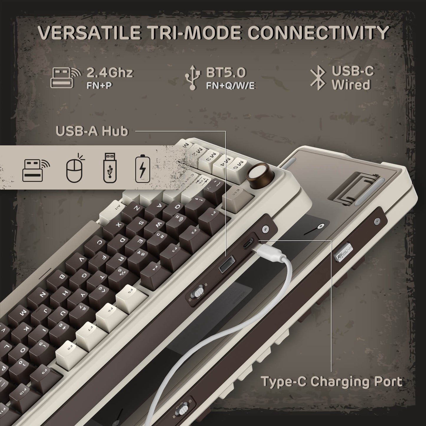 RK ROYAL KLUDGE L75 Gasket Mount Mechanical Keyboard w/Knob /Macro Keys & Touchable Nameplate, Tri-Mode 75% TKL Wireless Keyboard BT/2.4G/USB-C, Hot Swappable, Pro Software, Massive 8000mAh Battery