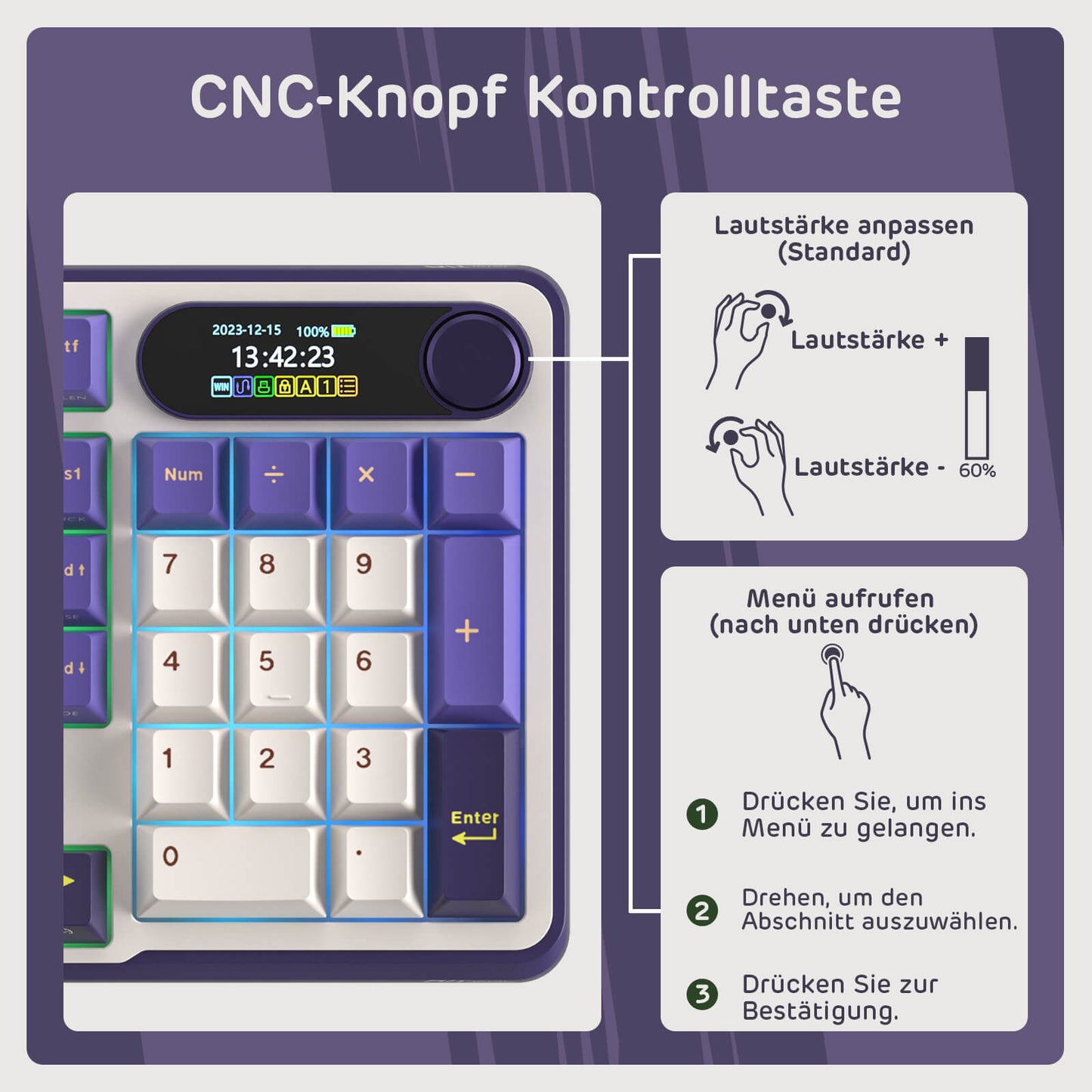 RK ROYAL KLUDGE S98 Mechanische Tastatur mit Smart Display & Knopf, Top Mount 96% Kabellose Mechanische Tastatur BT/2.4G/USB-C, Hot-Swap-fähige, Software-Unterstützung, Massiver Akku, 98 Tasten