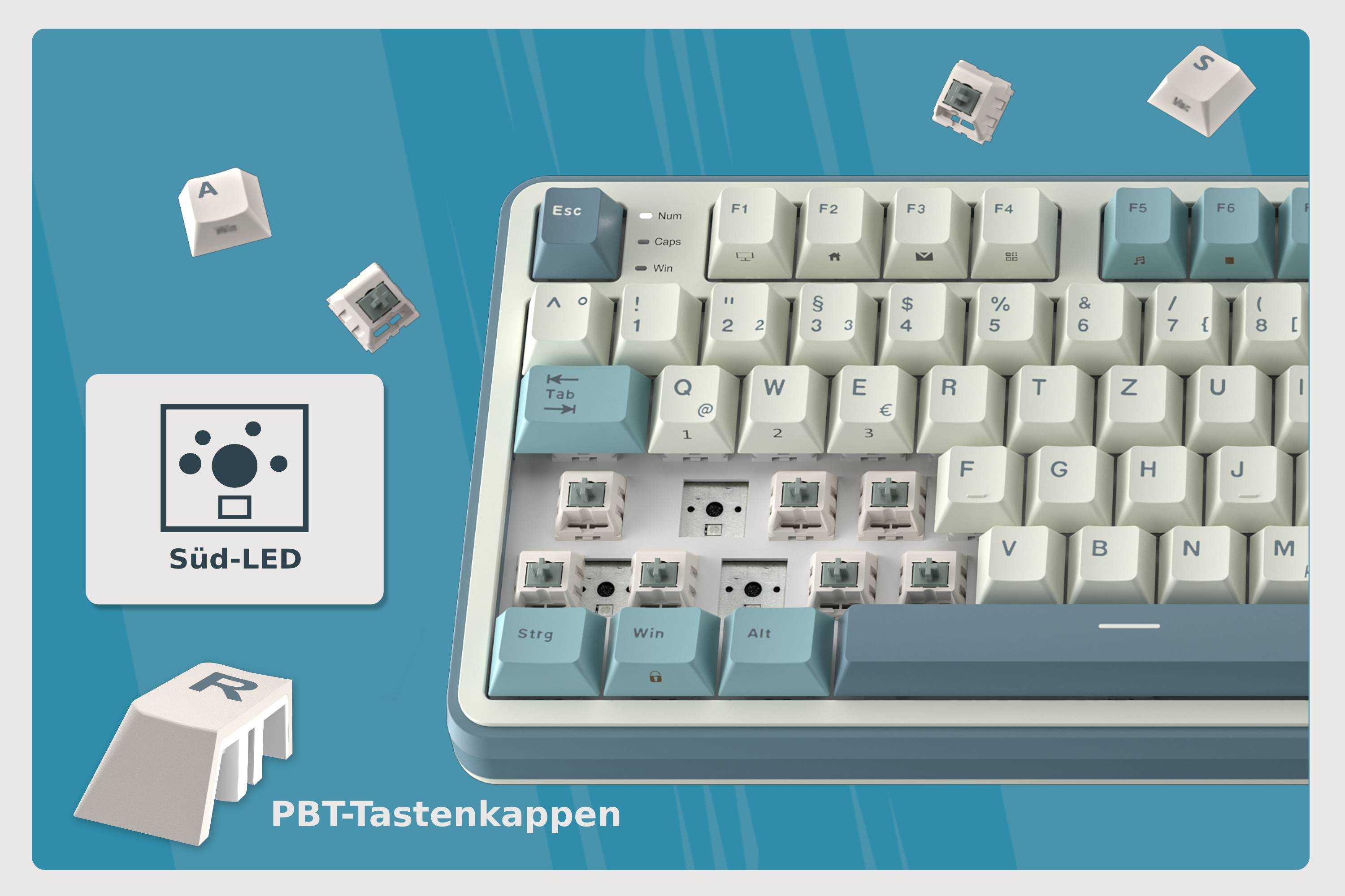 RK ROYAL KLUDGE S98 Mechanische Tastatur mit Smart Display & Knopf, Top Mount 96% Kabellose Mechanische Tastatur BT/2.4G/USB-C, Hot-Swap-fähige, Software-Unterstützung, Massiver Akku, 98 Tasten