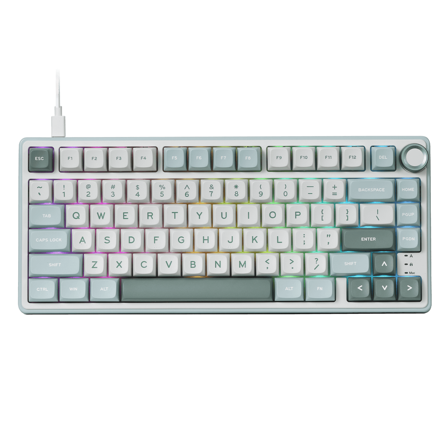 RK ROYAL KLUDGE R75 Mechanical Keyboard Wired with Volume Knob, 75% Custom Gaming Keyboard Gasket Mount RGB Backlit with Software, MDA Profile, PBT Keycaps, Hot Swappable Linear Switch Creamy Sound, green