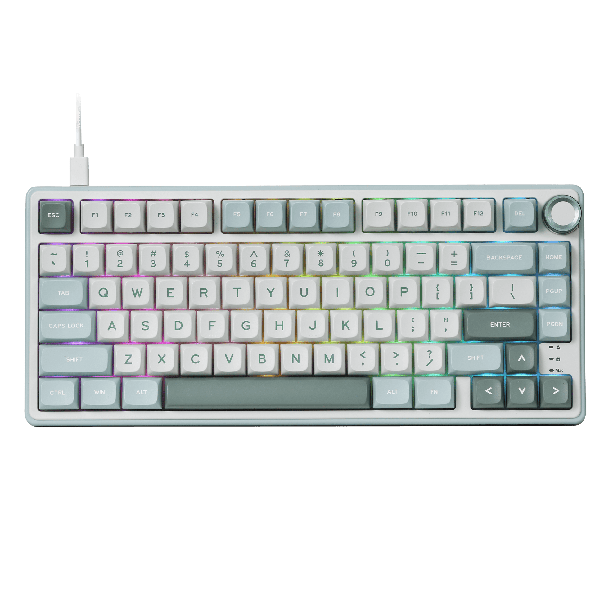 RK ROYAL KLUDGE R75 Mechanical Keyboard Wired with Volume Knob, 75% Custom Gaming Keyboard Gasket Mount RGB Backlit with Software, MDA Profile, PBT Keycaps, Hot Swappable Linear Switch Creamy Sound, green