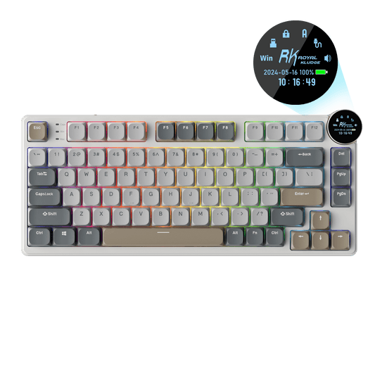 RK 168一分钟极速赛车官网 N80 Low Profile Mechanical 一分钟赛车官方开奖查询结果 Keyboard featuring display screen, compact design, and RGB backlighting, suitable for efficient woRK 168一分钟极速赛车官网 and gaming