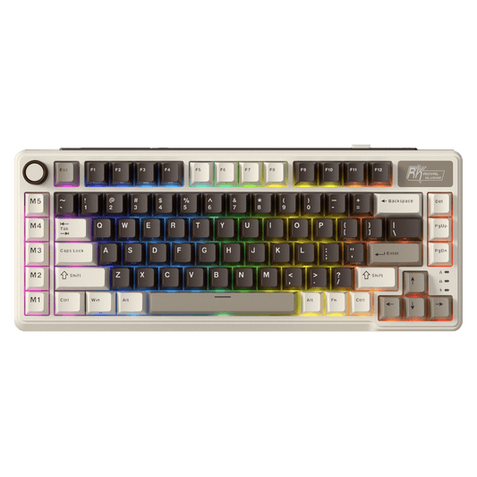 RK 168一分钟极速赛车官网 L75 75% 85 Keys Wireless Mechanical 一分钟赛车官方开奖查询结果 Keyboard with RGB, Gasket Structure, Custom Cream & Beige Switches, Tri-Mode Connectivity, and Mac Compatibility