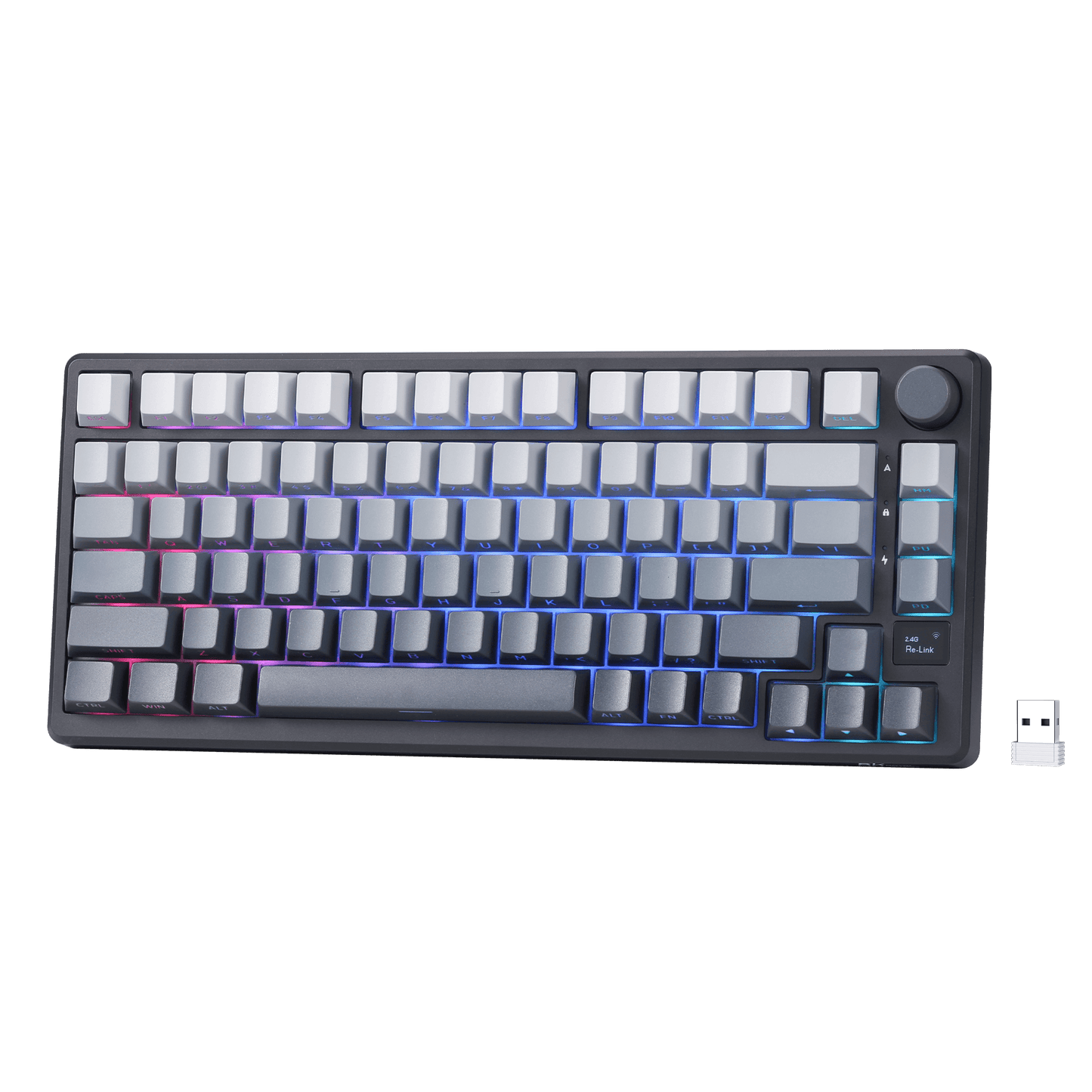 RK ROYAL KLUDGE M75 75% Wireless Mechanical Keyboard, 81 Keys Gasket-Mount, OLED Smart Display, Rotary Knob, Hot-Swappable Pre-Lubed Cloud Switches, Gradient PBT Keycaps, RGB Backlighting, Triple Mode Connectivity for Gaming & Office Use