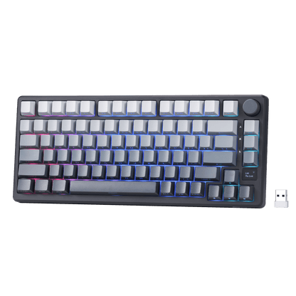 RK ROYAL KLUDGE M75 75% Wireless Mechanical Keyboard, 81 Keys Gasket-Mount, OLED Smart Display, Rotary Knob, Hot-Swappable Pre-Lubed Cloud Switches, Gradient PBT Keycaps, RGB Backlighting, Triple Mode Connectivity for Gaming & Office Use
