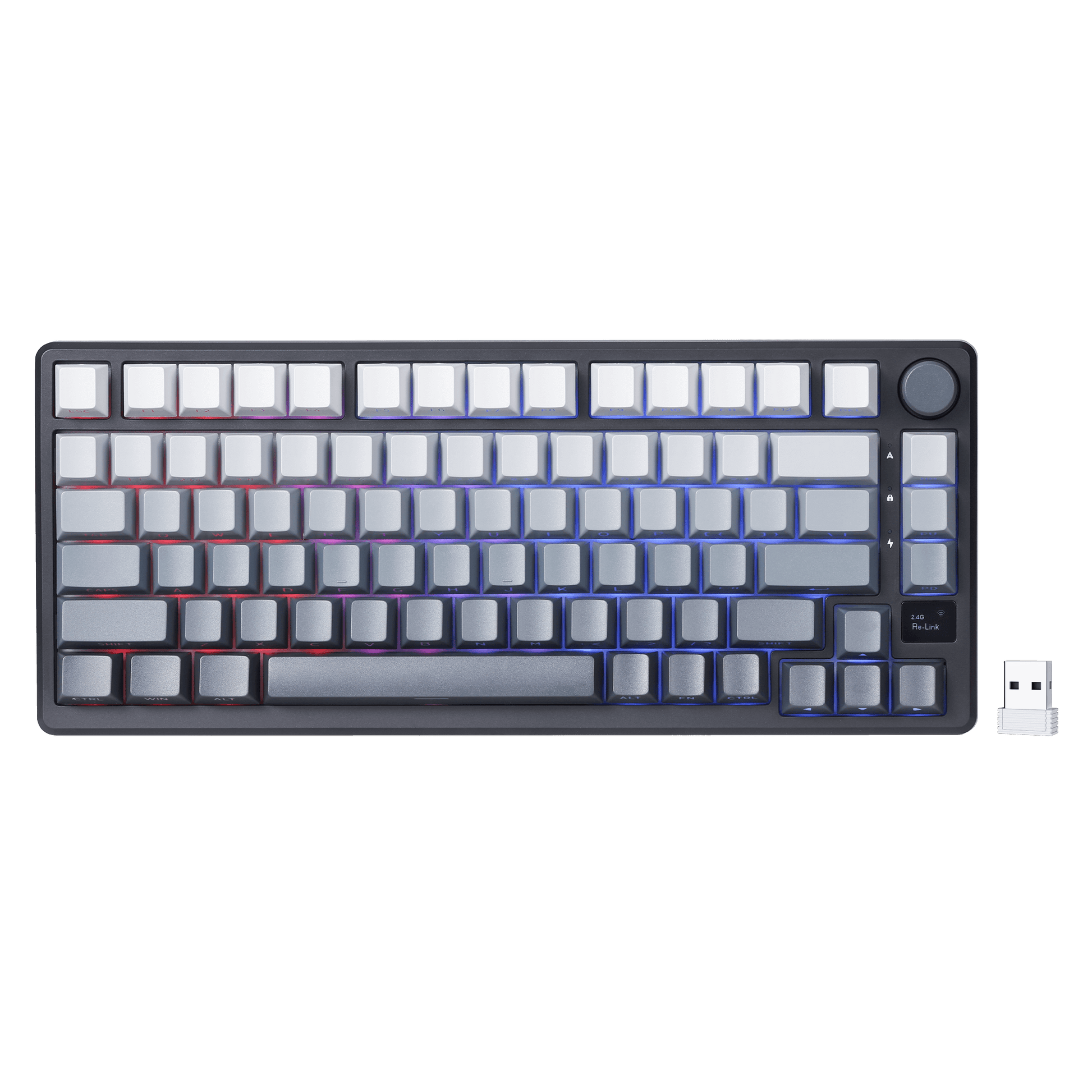 RK ROYAL KLUDGE M75 75% Wireless Mechanical Keyboard, 81 Keys Gasket-Mount, OLED Smart Display, Rotary Knob, Hot-Swappable Pre-Lubed Cloud Switches, Gradient PBT Keycaps, RGB Backlighting, Triple Mode Connectivity for Gaming & Office Use