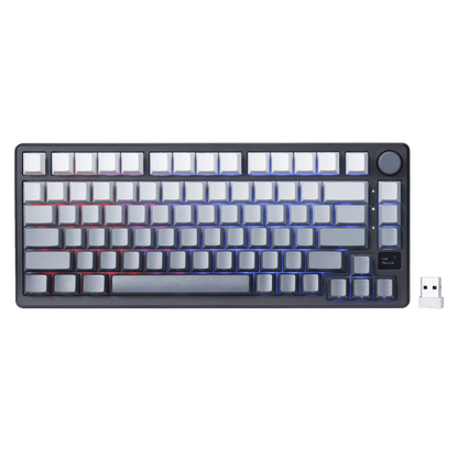 RK ROYAL KLUDGE M75 75% Wireless Mechanical Keyboard, 81 Keys Gasket-Mount, OLED Smart Display, Rotary Knob, Hot-Swappable Pre-Lubed Cloud Switches, Gradient PBT Keycaps, RGB Backlighting, Triple Mode Connectivity for Gaming & Office Use