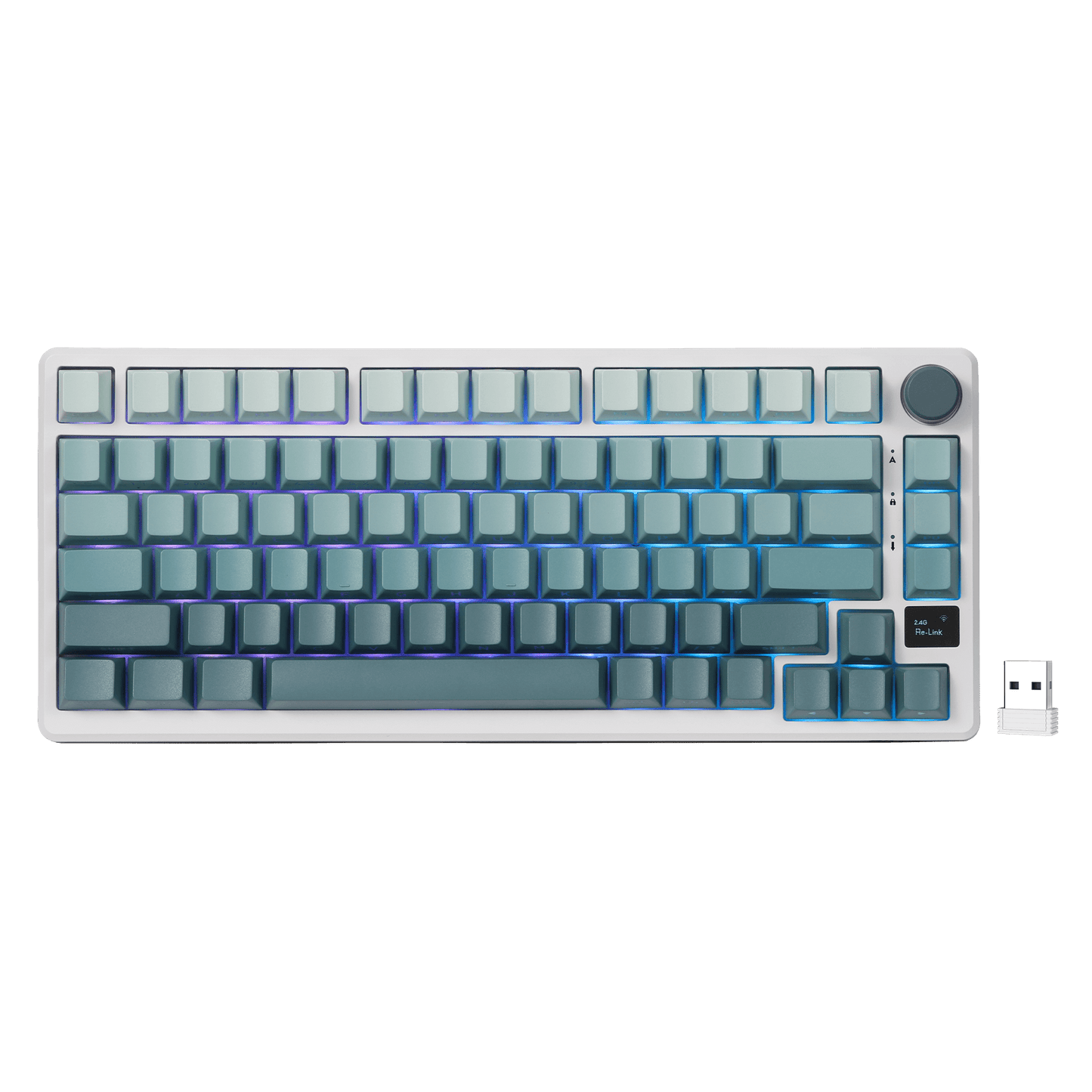 RK ROYAL KLUDGE M75 75% Wireless Mechanical Keyboard, 81 Keys Gasket-Mount, OLED Smart Display, Rotary Knob, Hot-Swappable Pre-Lubed Cloud Switches, Gradient PBT Keycaps, RGB Backlighting, Triple Mode Connectivity for Gaming & Office Use