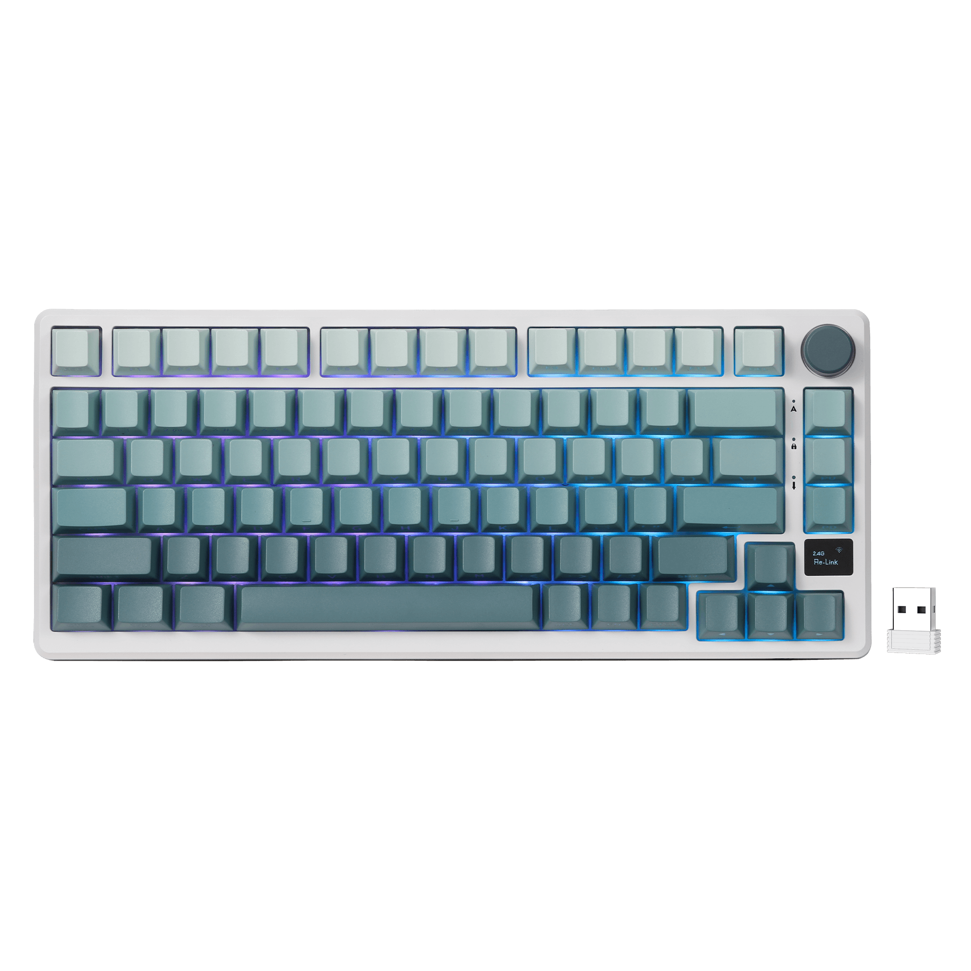 RK ROYAL KLUDGE M75 75% Wireless Mechanical Keyboard, 81 Keys Gasket-Mount, OLED Smart Display, Rotary Knob, Hot-Swappable Pre-Lubed Cloud Switches, Gradient PBT Keycaps, RGB Backlighting, Triple Mode Connectivity for Gaming & Office Use