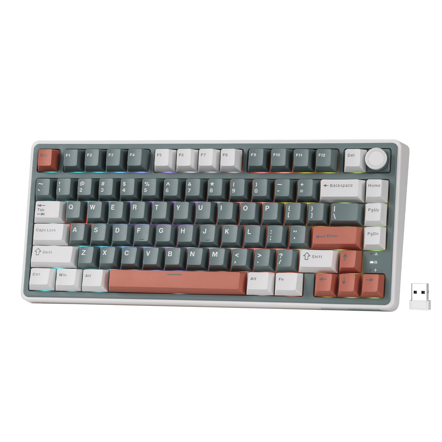 RK ROYAL KLUDGE R75 Wireless Mechanical Keyboard, 75% Percent Custom Gaming Keyboard Gasket Mount RGB Backlit with Knob & PBT Keycaps, BT5.1/2.4GHz/USB-C, QMK/VIA, Hot Swappable Cream Switch, Green