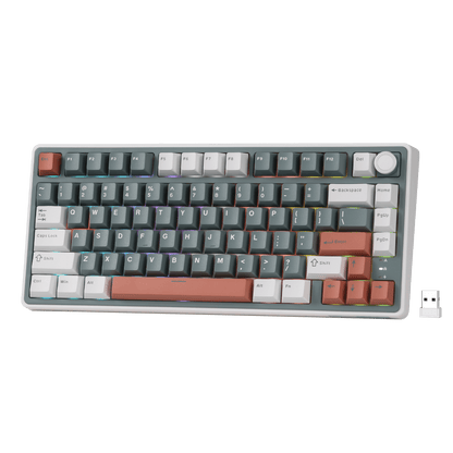 RK ROYAL KLUDGE R75 Wireless Mechanical Keyboard, 75% Percent Custom Gaming Keyboard Gasket Mount RGB Backlit with Knob & PBT Keycaps, BT5.1/2.4GHz/USB-C, QMK/VIA, Hot Swappable Cream Switch, Green