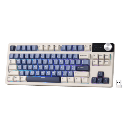 RK ROYAL KLUDGE S85 85-Key TKL Wireless Gaming Keyboard – Gasket-Mounted Design, Hot-Swappable Linear Cloud Switches, Cherry-Profile PBT Keycaps, 7200mAh Battery, OLED Display, Rotary Knob, Triple-Mode Connectivity (2.4GHz, Bluetooth, USB-C)