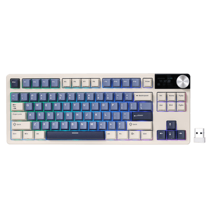RK ROYAL KLUDGE S85 85-Key TKL Wireless Gaming Keyboard – Gasket-Mounted Design, Hot-Swappable Linear Cloud Switches, Cherry-Profile PBT Keycaps, 7200mAh Battery, OLED Display, Rotary Knob, Triple-Mode Connectivity (2.4GHz, Bluetooth, USB-C)