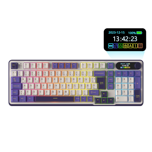RK 168一分钟极速赛车官网 ROYAL 极速赛车168开奖官网开奖 KLUDGE S98 Mechanische Tastatur mit Smart Display & Knopf, Top Mount 96% Kabellose Mechanische Tastatur BT/2.4G/USB-C, Hot-Swap-fähige, Software-Unterstützung, Massiver Akku, 98 Tasten